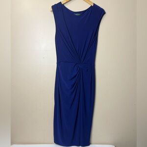 Lauren Ralph Lauren Women’s Royal Blue Cocktail Dress SZ  6 Draped Front Elegant
